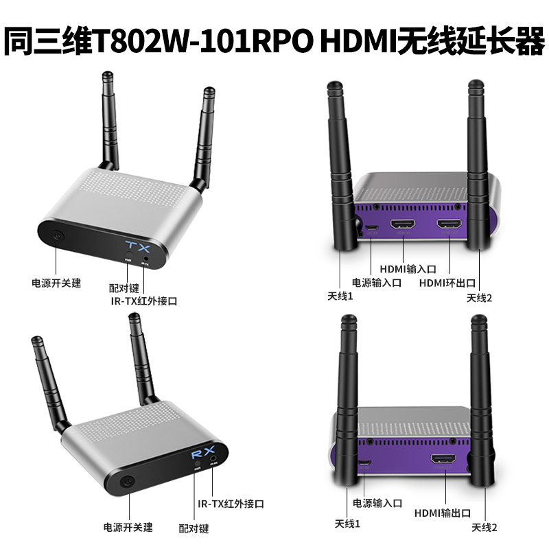 T802W-100PRO系列HDMI无线延长器接口说明